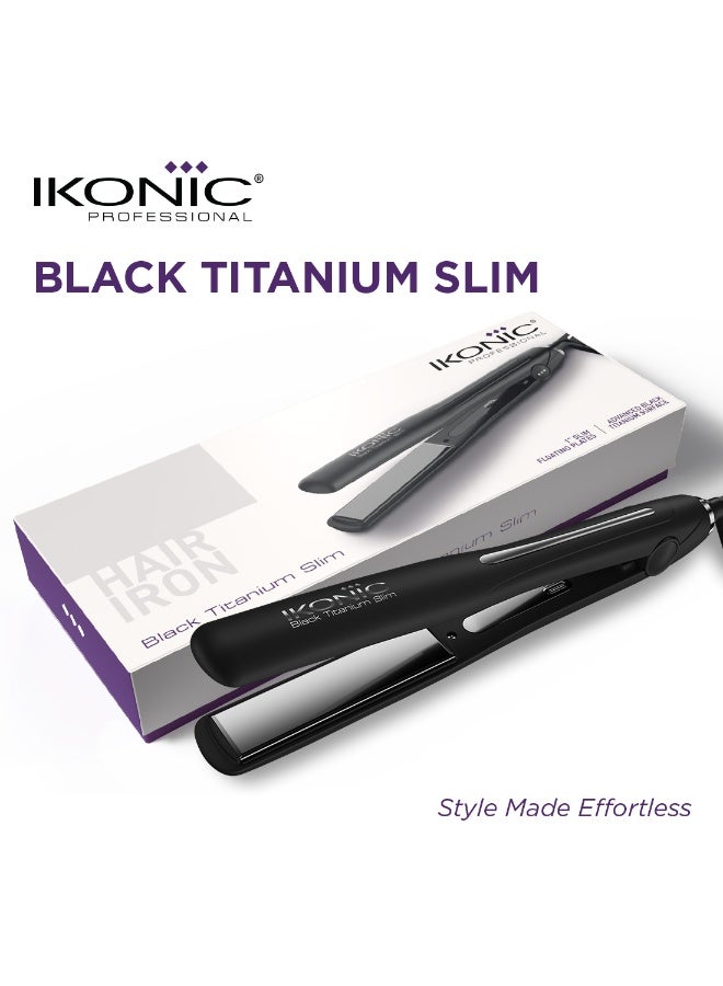 أي كونيك آيكونيك بلاك تيتانيوم سليم مكواة فرد الشعر – أسود تحكم رقمي في درجة الحرارة مع لوح تيتانيوم عائم ونحيف بعرض 1 بوصة. - Image 2